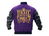 LEATHER IUIC CREST VARSITY JACKET